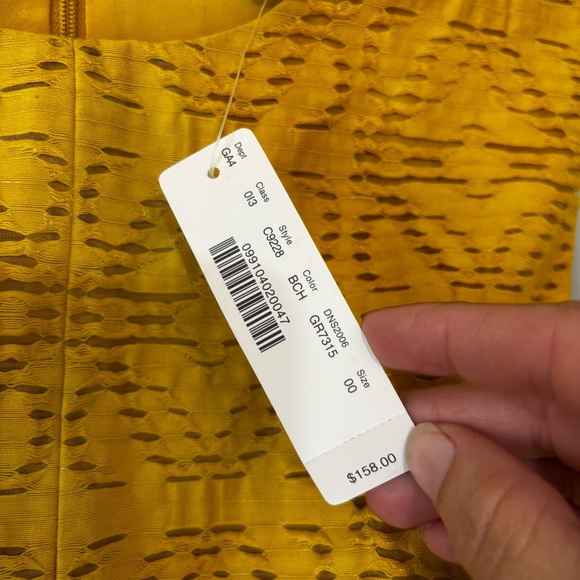 NWT J Crew Yellow Textured Eyelet Jacquard Dress Sz 00 - Picture 6 of 10